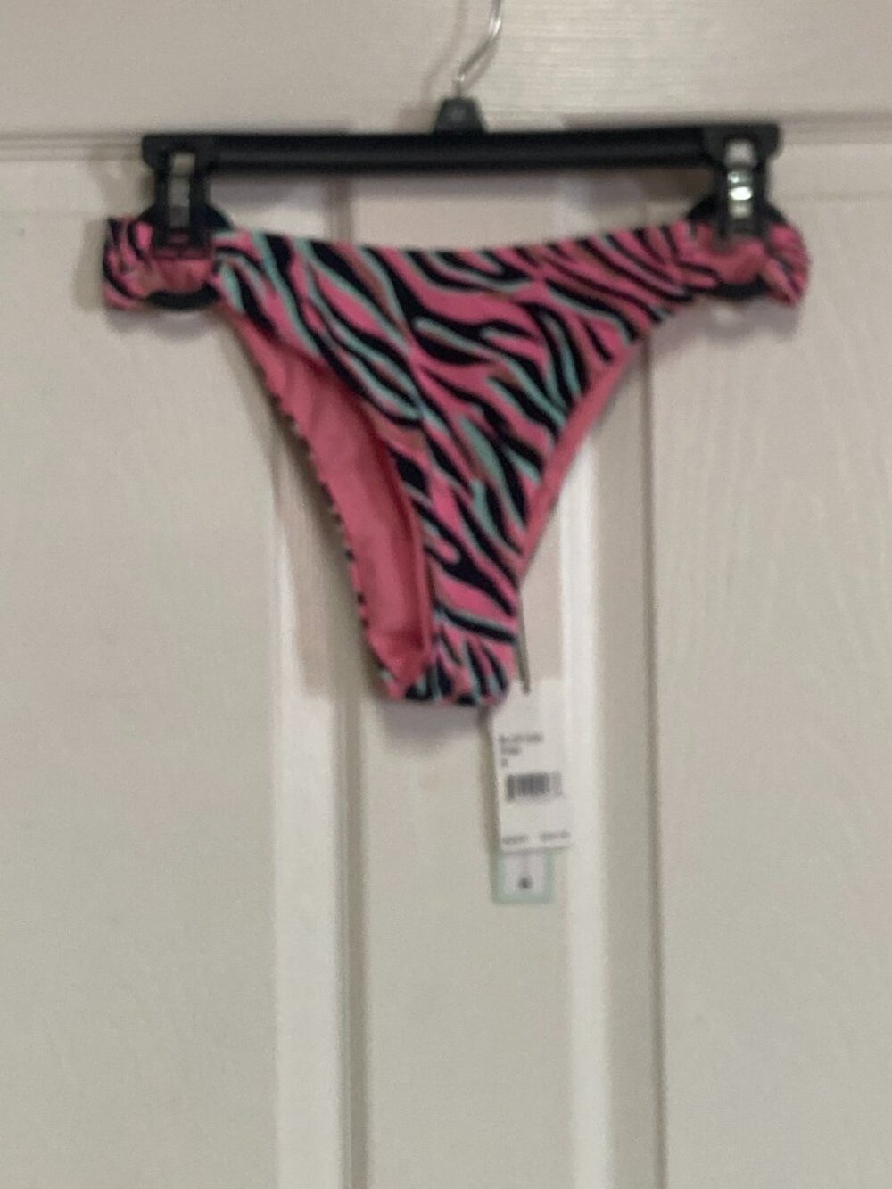 THE BIKINI LAB Pink Zebra Print Bikini Bottoms skimpy coverage size small Women'